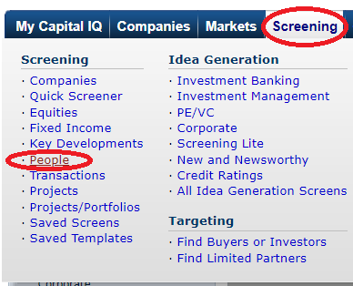 Screening for people menu