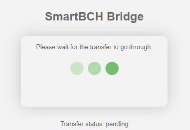 A message: “Please wait for the transfer to go through”. “Transfer stats pending”