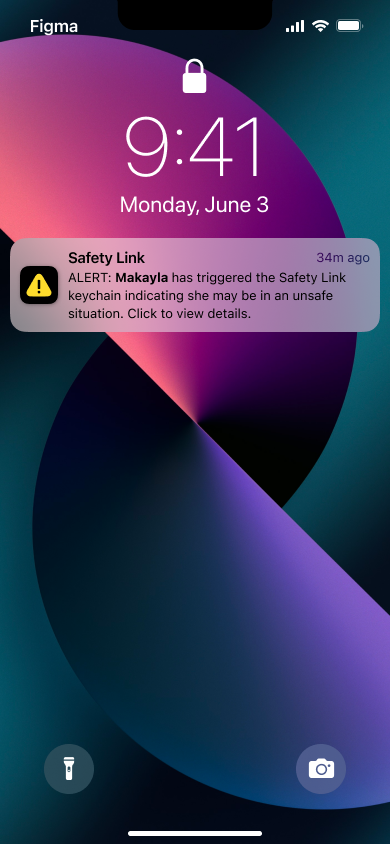 Emergency contact receives a notification alert that user has triggered device