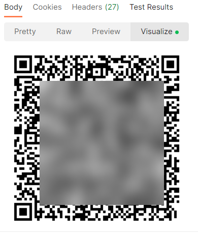 Image showing the QR code in Postman under the “Visualization” tab