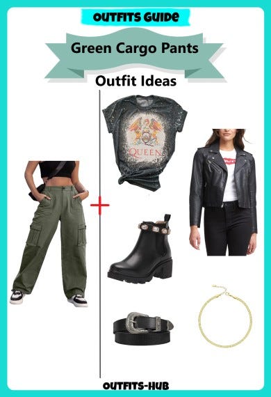 Green Cargo Pants Outfit Idea For Women