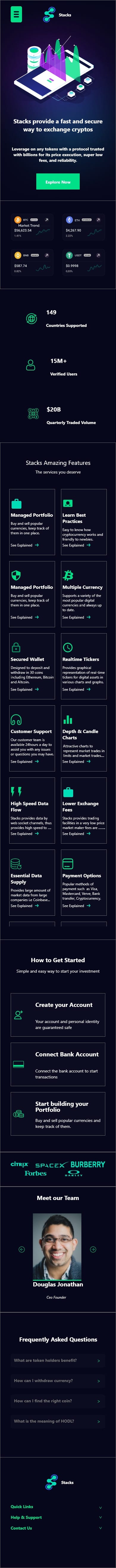 mobile screen port for the cryptocurrency website