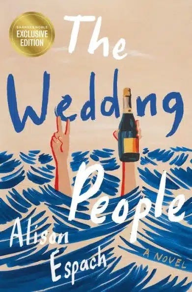 Book cover of an ocean with hands sticking up out of it holding up a peace sign and a bottle of alcohol.