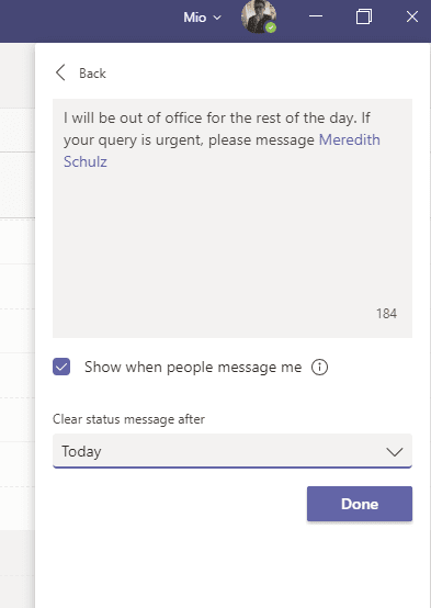 Microsoft Teams out of office