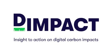 DIMPACT logo. Subtitle — Insight to action on digital carbon impacts