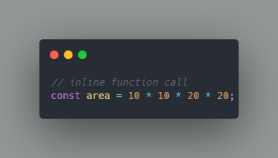 A code showing an in-line function call