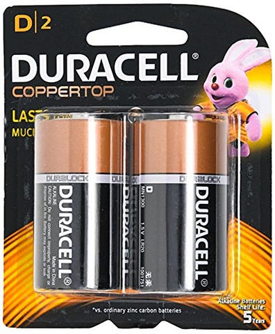 Duracell D 1.5V Batteries, 2-Pack