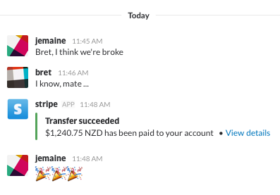 Stripe Slack integration for chat