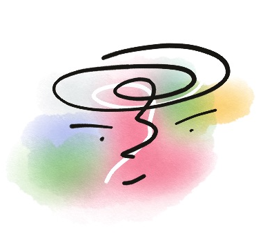Illustration of a face with multicolors and swirly lines to show complexity.