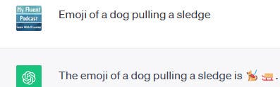 ChatGPT prompt that genereates an emoji of a dog pulling a sledge