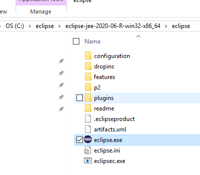 Folder structure of eclipse after unzip