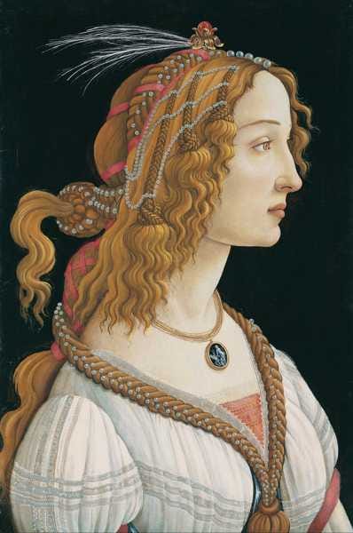 SANDRO BOTTICELLI (1445–1510)
 ‘Idealized Portrait of a Lady, 1480
 (egg tempera on a poplar panel)