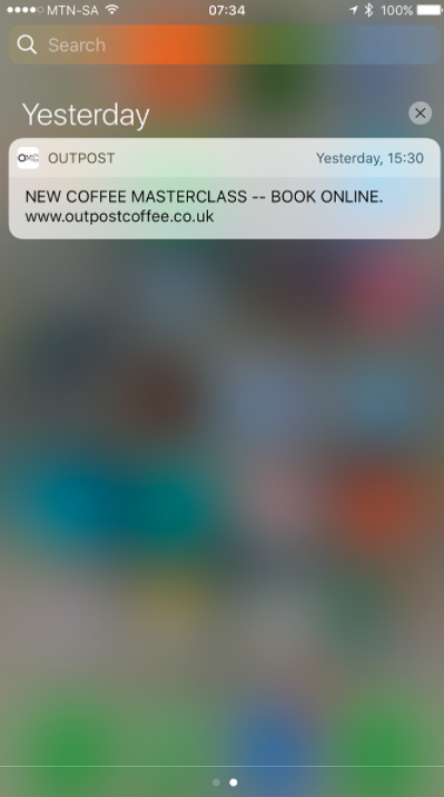 Outpost Coffee Push Notification