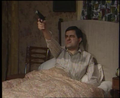 Mr. Bean with a Gun