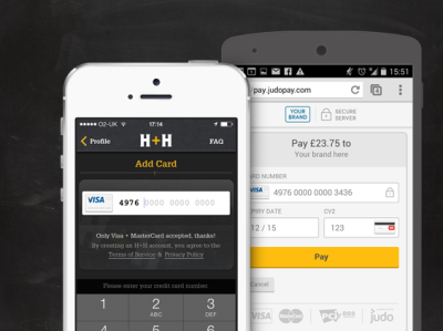 Harris and hoole app and judopayments page