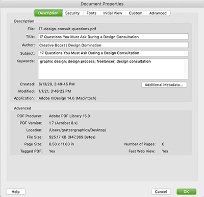 Dialog box to identify where PDF file originated from.