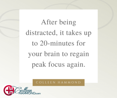 20 minutes to regain peak focus