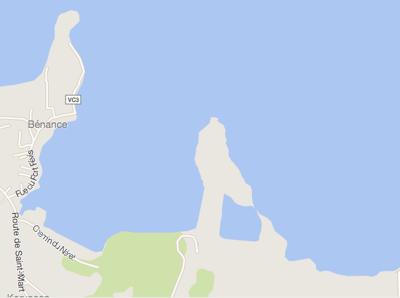 Map view of the Truscat Peninsula from Bing Maps