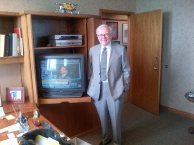 Warren Buffet in His Office, Courtesy Arianna Huffington