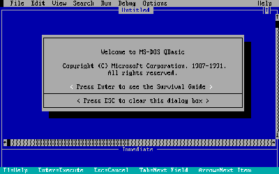 First screen of QBasic
