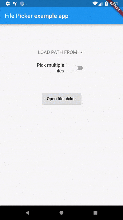 File_picker example on an Android device.