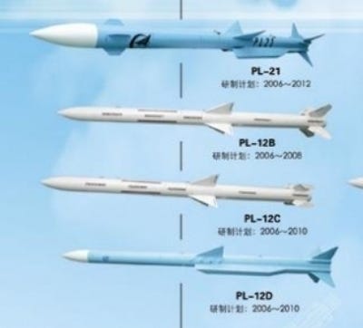 PL-21 missile, from a semi official infographic released in the late 2000s