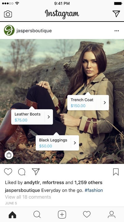 Shopping on Instagram screenshot