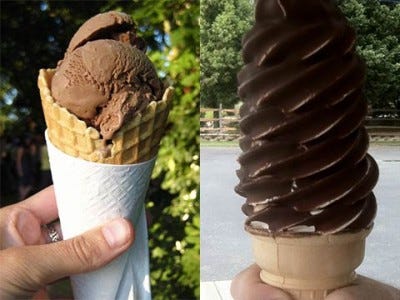 What is the difference between soft serve and hard ice cream?