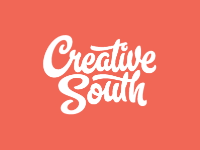 Creative South logo animated as being drawn in and zooming towards the camera on loop