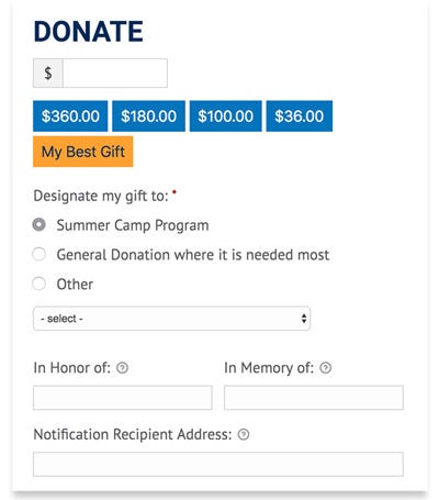 Sample donation form