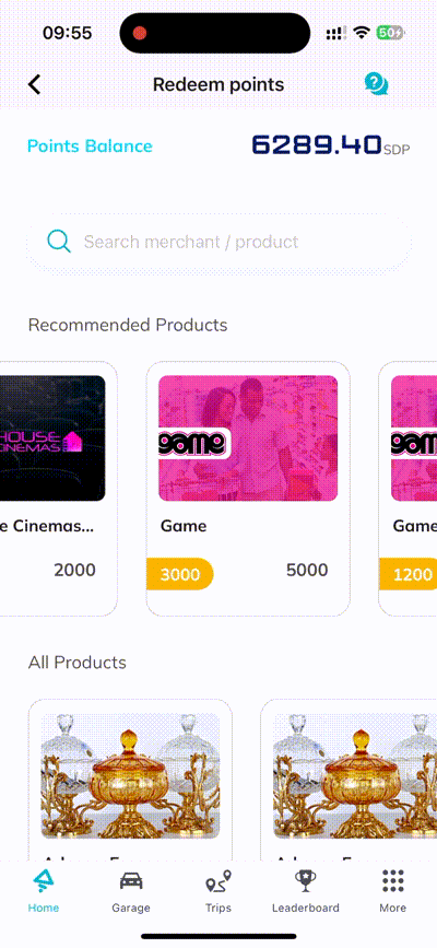Screenshot of the ETAP app displaying multiple stores where drivers can redeem their safe driving points.