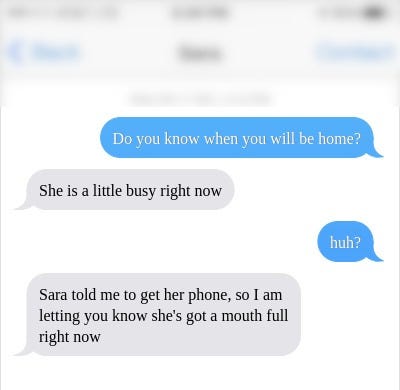 Text exchange between husband and wife