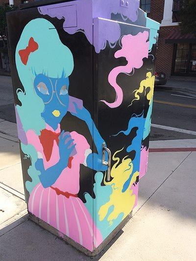 Artwork form residents painted on utility boxes around South Pasadena. (Courtesy of South Pasadena Arts Council).