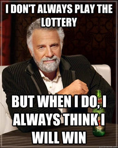 Meme about NOT winning the lottery.