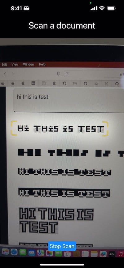 Simple demonstration of DataScannerViewController.