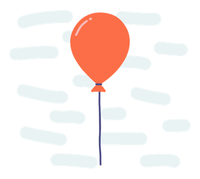 Red balloon with horizonthally dashed lines background