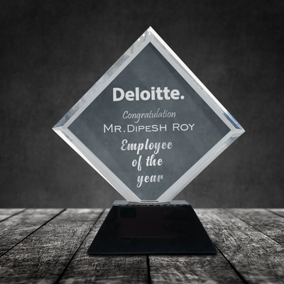 Premium Customised Prism-shaped Crystal Plaque