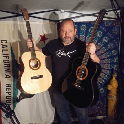 Robert Rask with the tested guitars