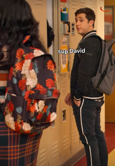An image depicting an example of when Ben calls Devi “David”. The quote in the image reads “Sup David”, being said by Ben.