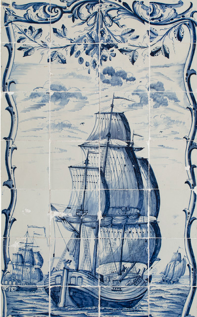Tile panel depicting a merchant ship