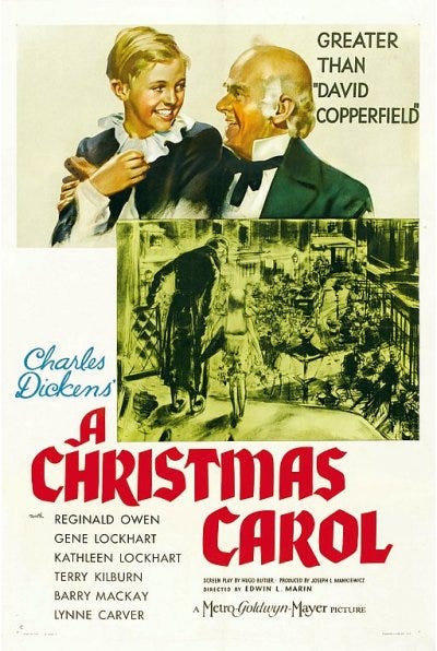 Poster for “A Christmas Carol” 1938, Starring Reginald Owen as Scrooge