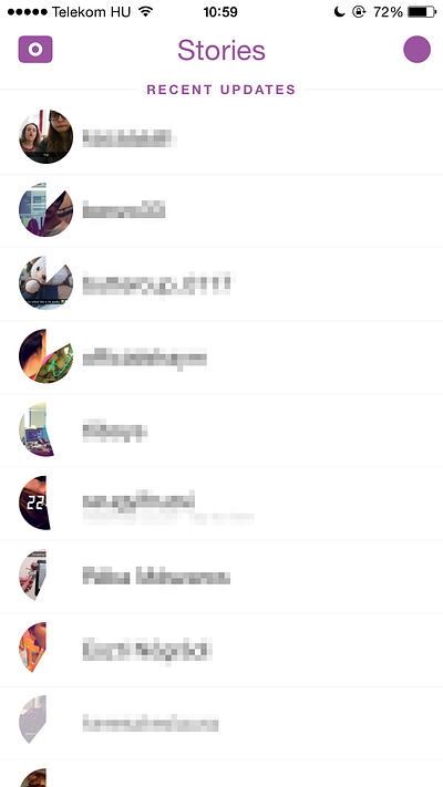 The 'stories' section of Snapchat