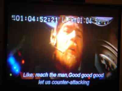 A screengrab from “Star Wars Episode III: Backstroke of the West”, Obi-Wan in a pilot’s seat with the subtitle “Like, reach the man, Good good good let us counter-attacking”