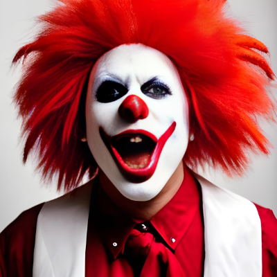 A picture of a grinning clown