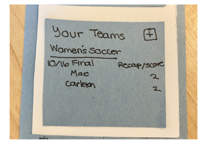 “Your teams”, widget or box on paper prototype.