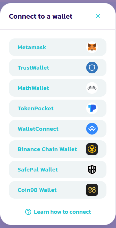 Connect your crypto wallet to Pancakeswap to start trading