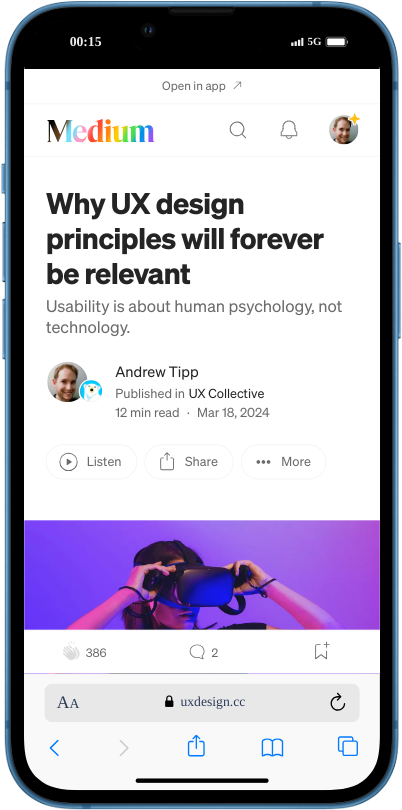 Mobile screenshot of a Medium article using sentence case for the title.
