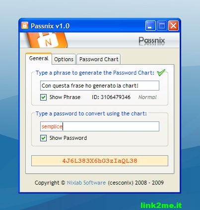 Passnix, my fork of passwordchart.com developed in C#