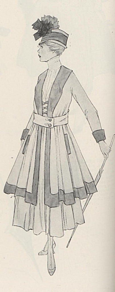 This Chanel suit is a stunning example of women’s fashion trends during WWI. A character in the historical adventure Roseleigh wears something similar.