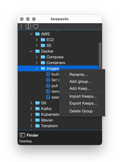 Commands management as a Tree